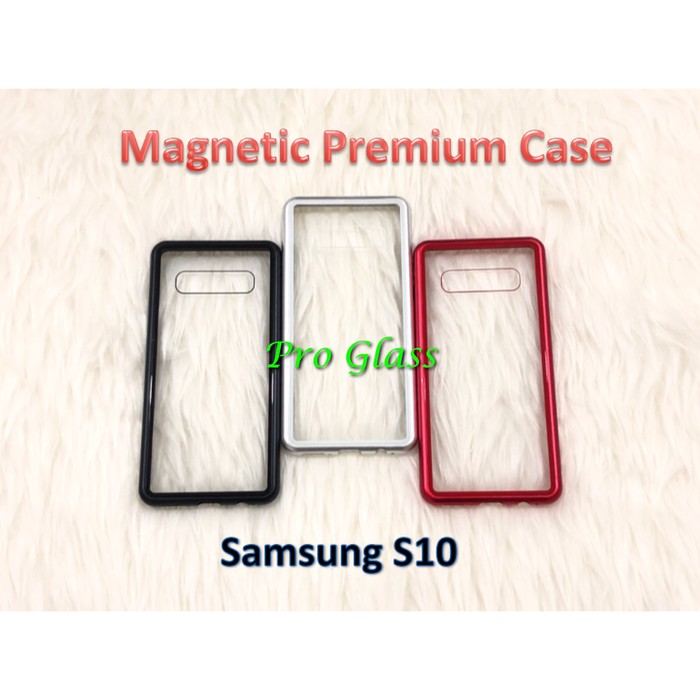 Magnetic Case Samsung S10 / Samsung S10+ with Premium Back tempered Glass Magnet