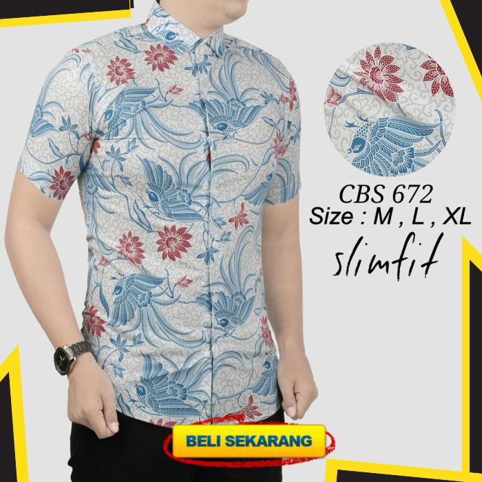 KEMEJA BATIK PRIA SLIM FIT MEWAH KATUN HALUS COLINDION CBS672