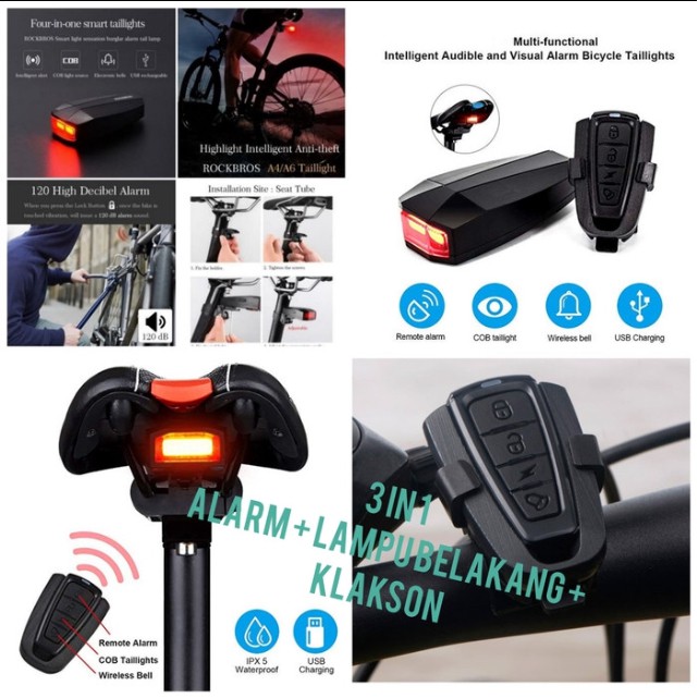 3 In 1 Alarm Lampu Sepeda klakson sepeda