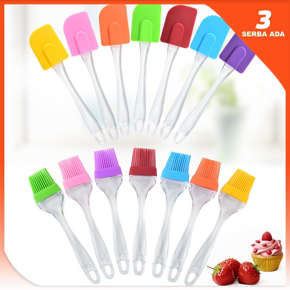 Kuas dan Spatula Set Tahan Panas Ukuran Besar / Spatula Pengaduk dan Kuas Silikon Set