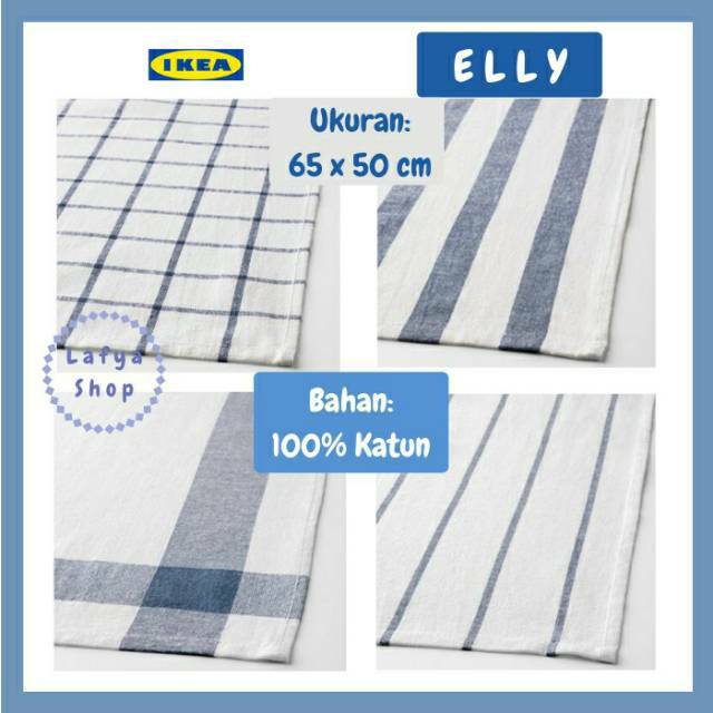 4 Kain Lap Dapur Katun Biru  Putih  Motif Garis  Kotak Piring 