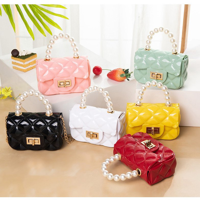 Dazina Tas Import Jelly Mini Mutiara Tas Selempang Jelly Glossy