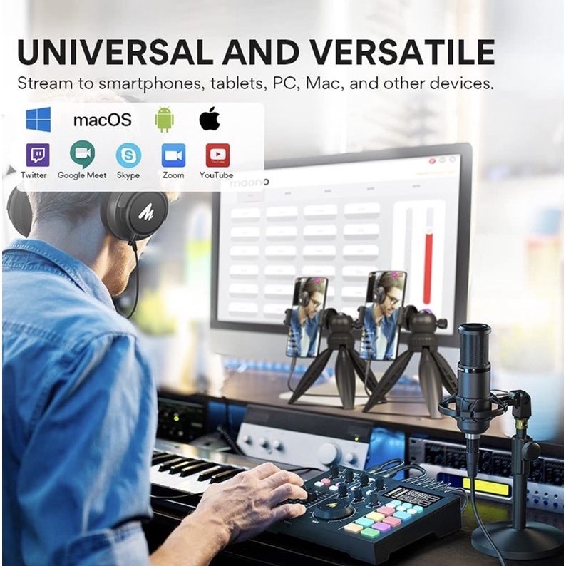 Maono Maonocaster AU-AM100 Portable ALL IN ONE Podcast Production Studio