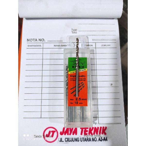 mata bor besi dan kayu 2,5mm rush harga satuan/pc