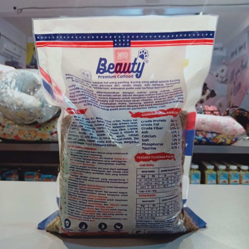 beauty cat makanan kucing 1kg / cat food kering / makanan kucing premium