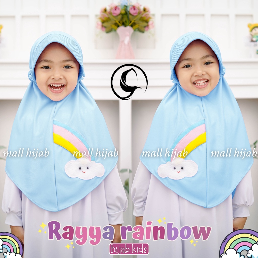 Hijab Instan Anak TK Rayya Rainbow / Hijab Anak TK Kekinian / Hijab Anak TK Tali Karet / Jilbab Anak