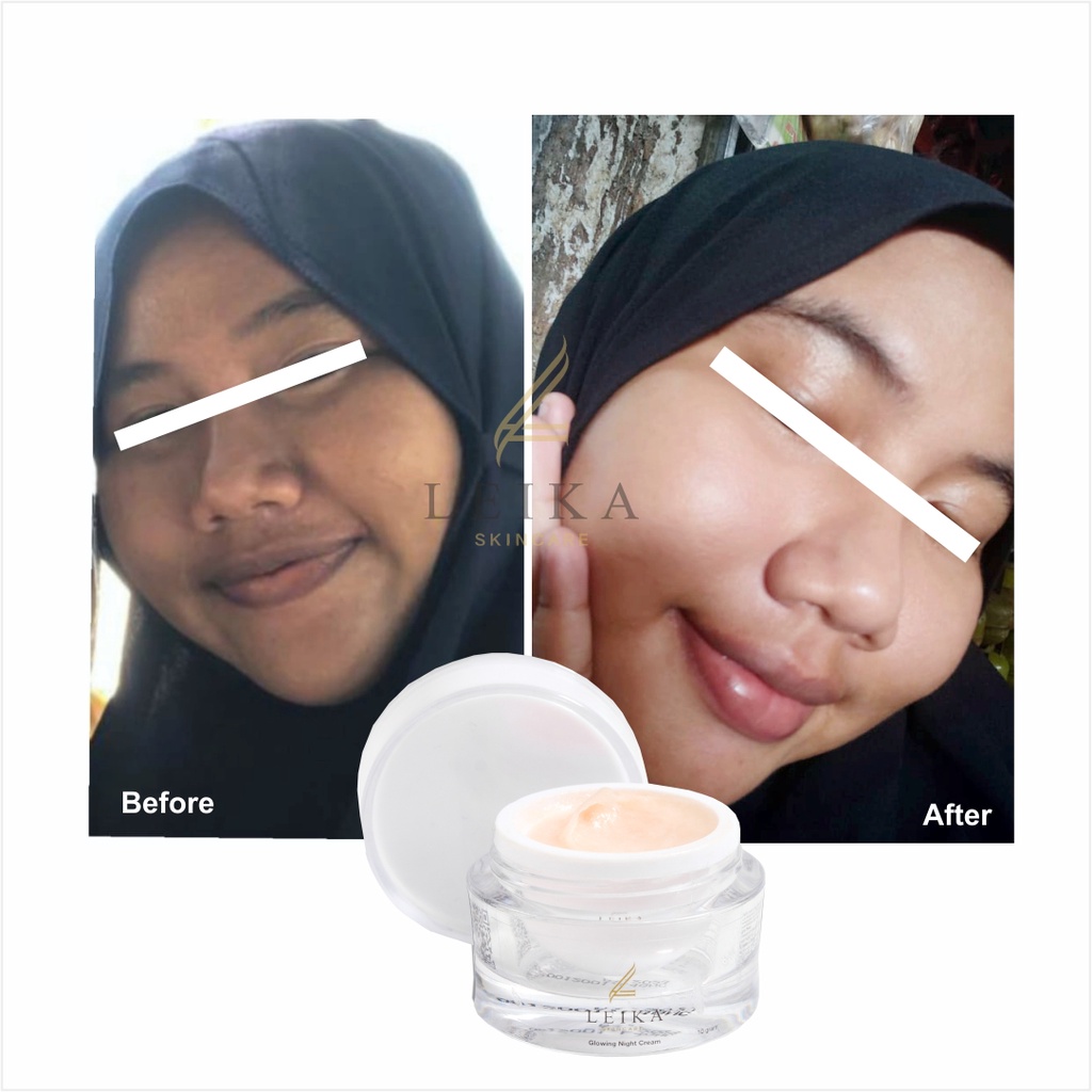 Leika Skincare Glowing Night Cream BPOM Halal MUI Perawatan Wajah Glowing Pencerah Wajah Kecantikan-5