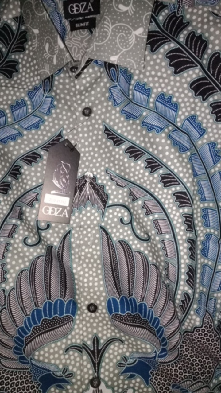 Odza Kemeja Batik Atasan Slim Fit Lengan Panjang Modern Baju Hem Sogan Depada