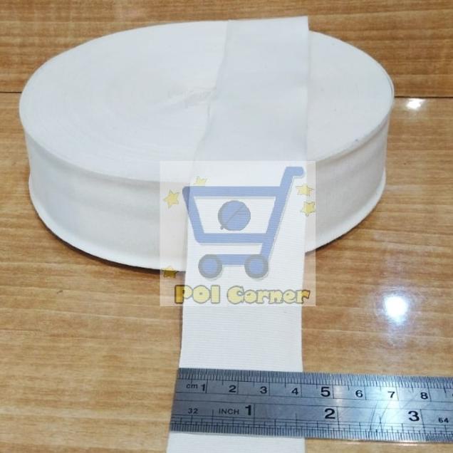

[[COD]] Pita Katun Polos/ Twill Tape Label Polos Krem 4cm TERBAIK Kode 812