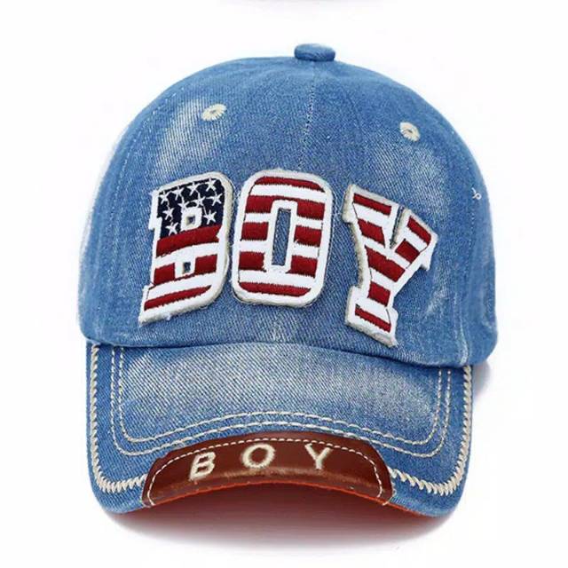 Topi Denim Anak Import Bordir Timbul Baseball Fashion Cap Trucker Hat