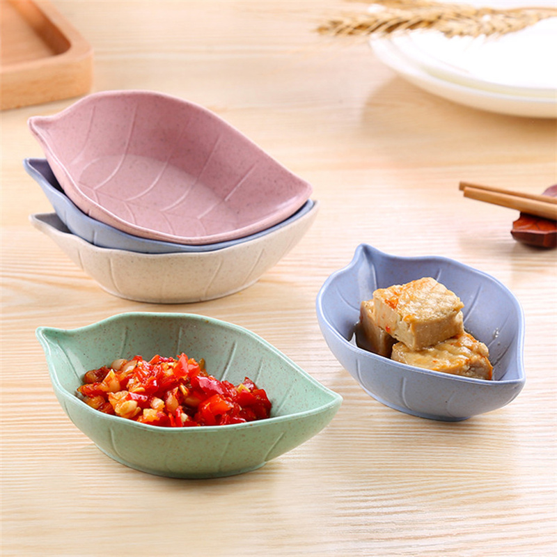 Kitchen Wheat Straw Leaf Shape Spice Snack Plate/Multifunctional Japanese-style Eco-friendly Salt Vinegar Sauce Flavor Seasoning Dish