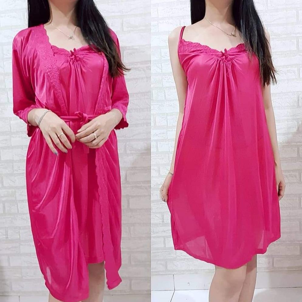 Hokyfashion Baju Tidur Santai Piyama Wanita Kimono Set Recomanded / Navy.Maroon.Fanta