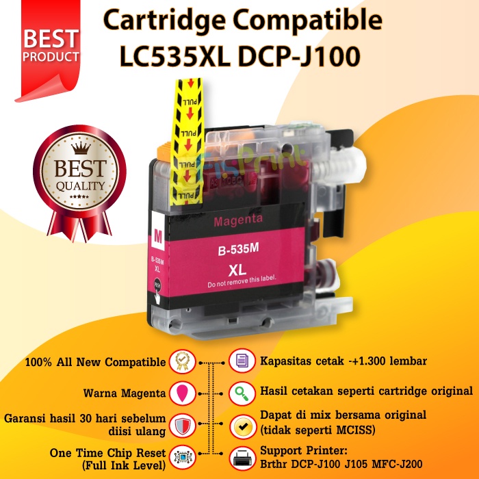 Cartridge Compatible LC535XL LC539 LC535 XL Tinta Printer Brthr DCP-J100 J105 MFC-J200