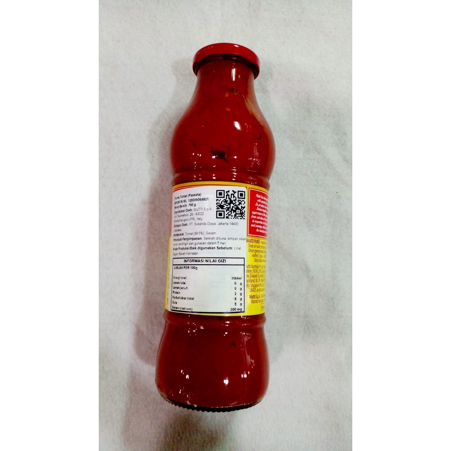 Mutti Tomato Paste 700gr Botol Besar / Muti Pasta Tomat Double Concentrated