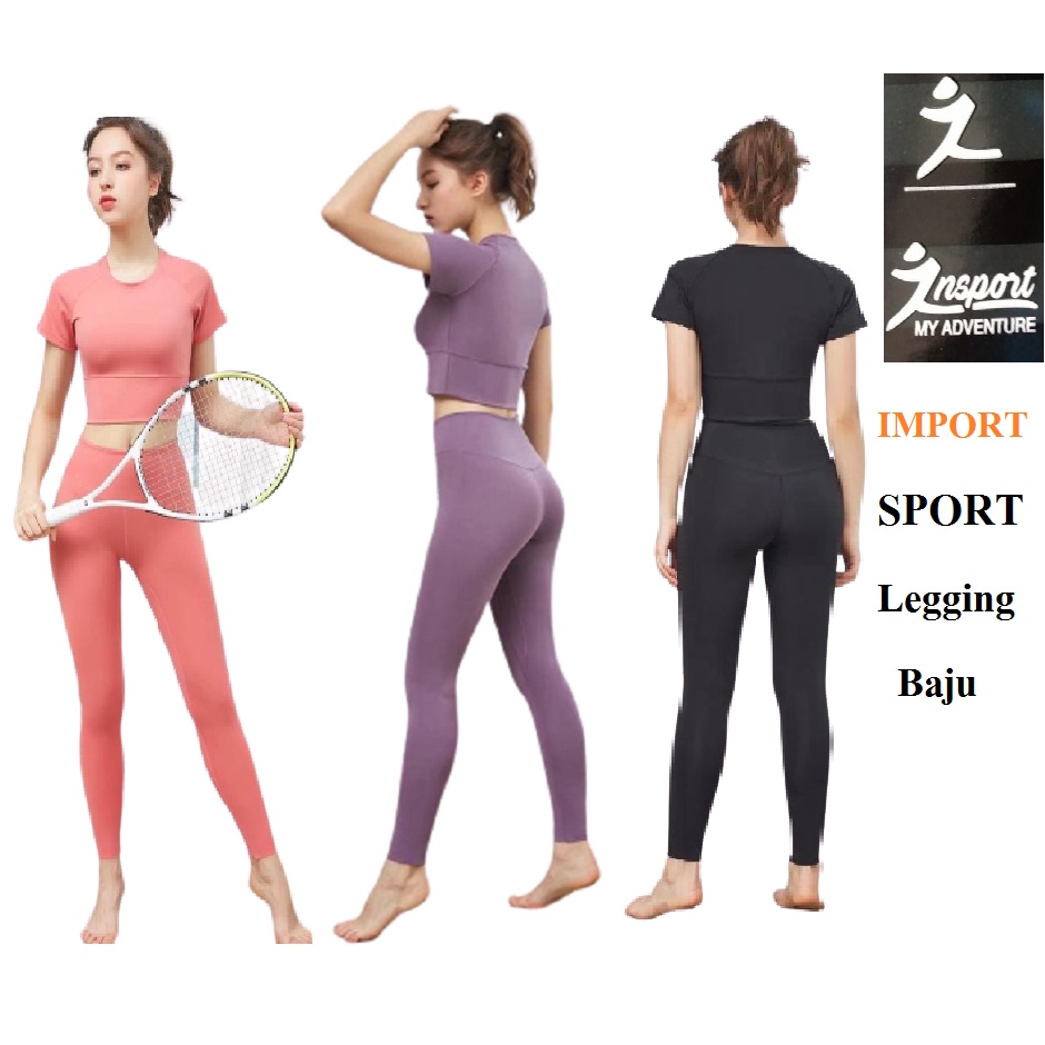 Legging Sport Import &amp; Baju Sport impor / Celana Panjang Senam Yoga Fitness &amp; Baju Gym Olahraga WSM 601 &amp; 610