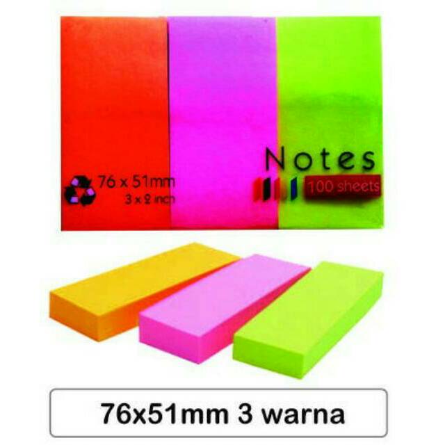 

Stick Notes Memo Tempel 76x51mm 3 warna