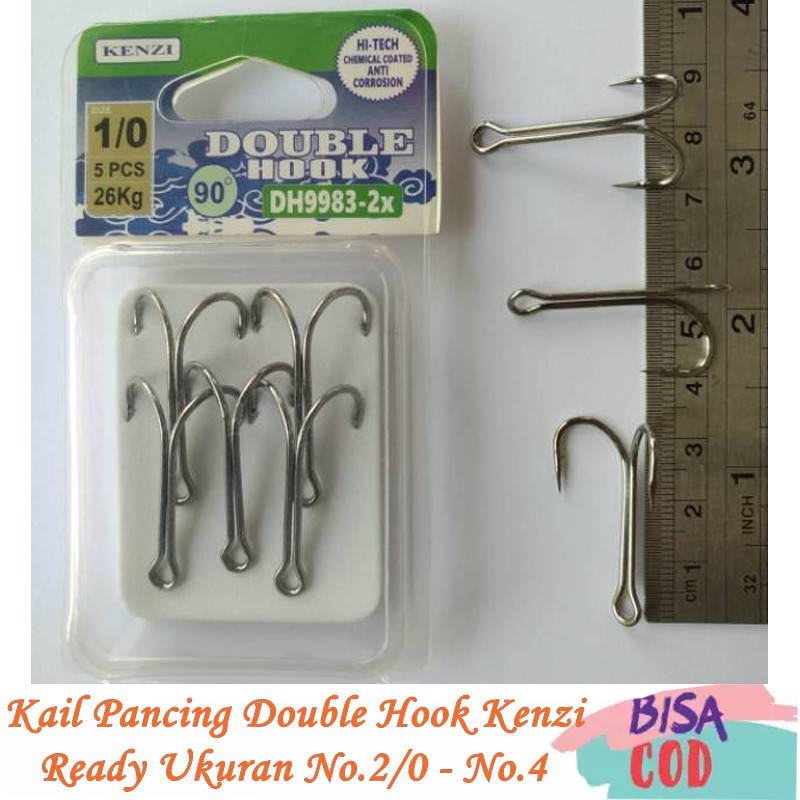 Kail Pancing Double Hook Kenzi Double Hook Pancing Ready Ukuran No.2/0 - No.4