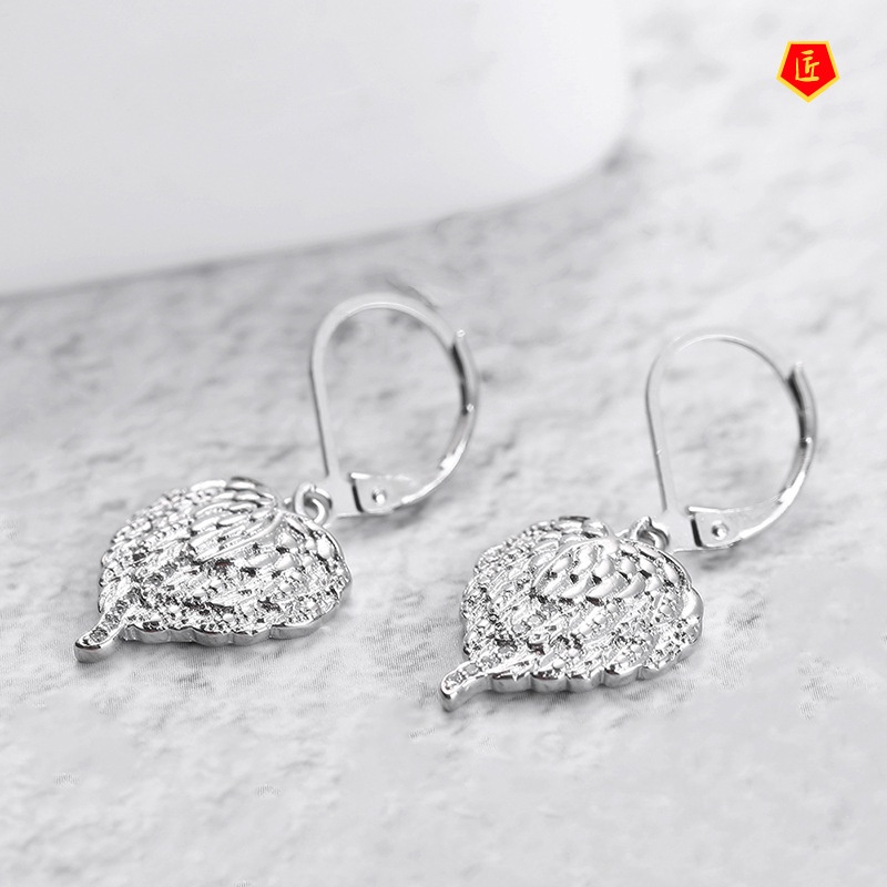 [Ready Stock]Luxury Diamond Heart-Shaped Angel Wings Earrings