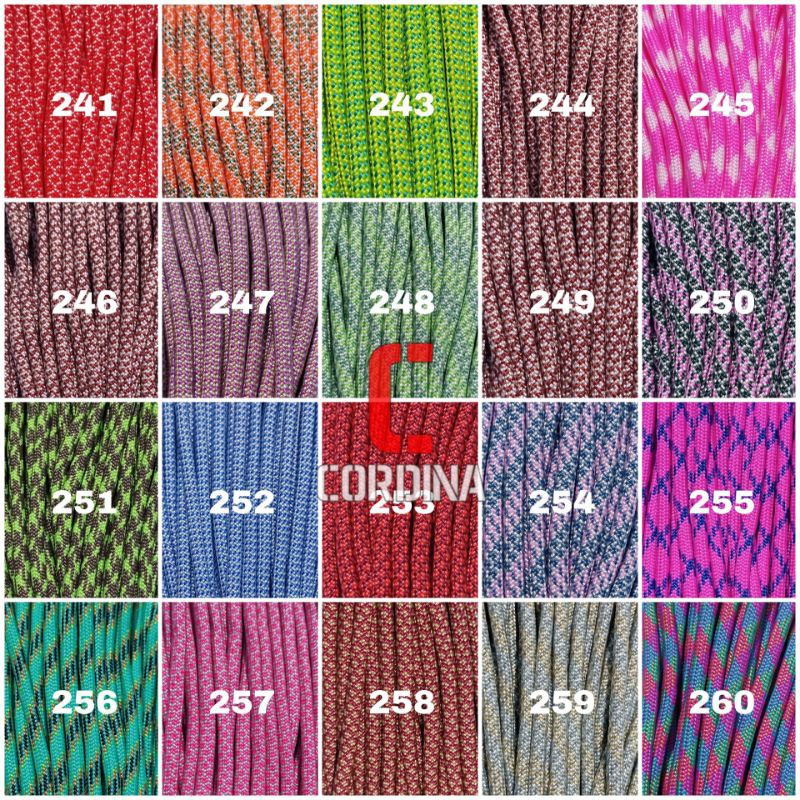 Tali Gelang Paracord Ukuran 4mm Bahan Kerajinan Tangan 7 Inner no 241 - 280 Peralatan Survival