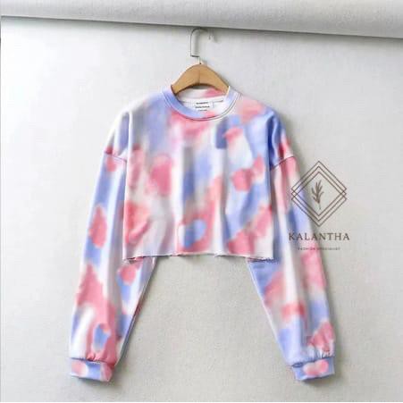 SALE KALANTHA FASHION Crop Top Tie Dye Yerika Atasan Wanita Lengan Panjang Hits