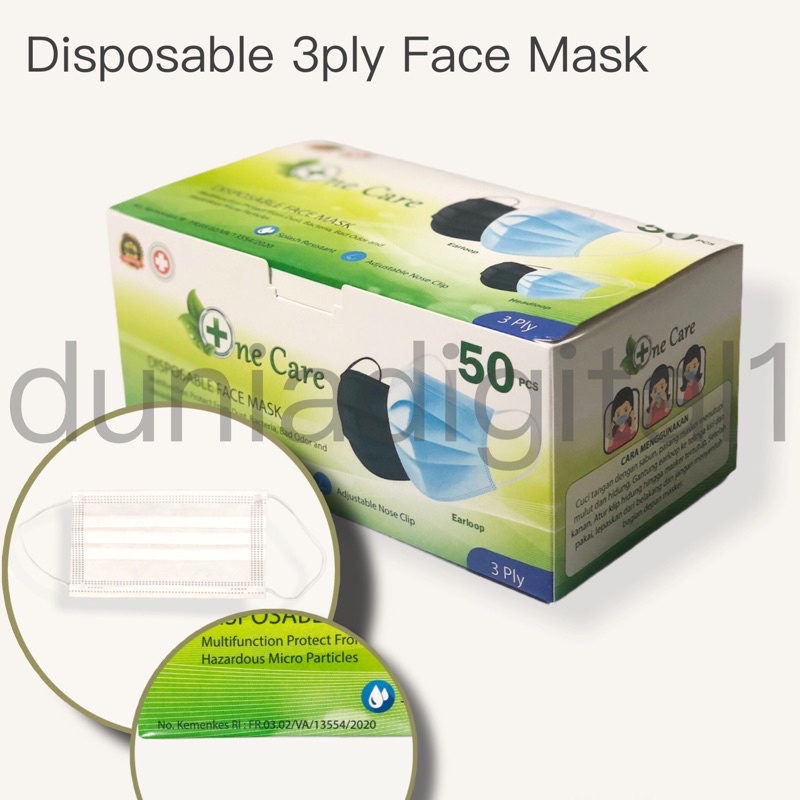 Jual Masker 3 Ply Isi 50 Pcs Putih( One Care) | Shopee Indonesia