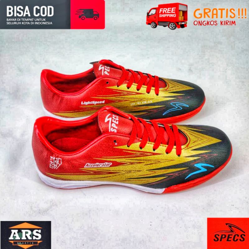 sepatu futsal specs accelerator lightspeed//SEPATU FUTSAL SPECS ACCELERATOR MERAH TERBARU SOLL TEBAL