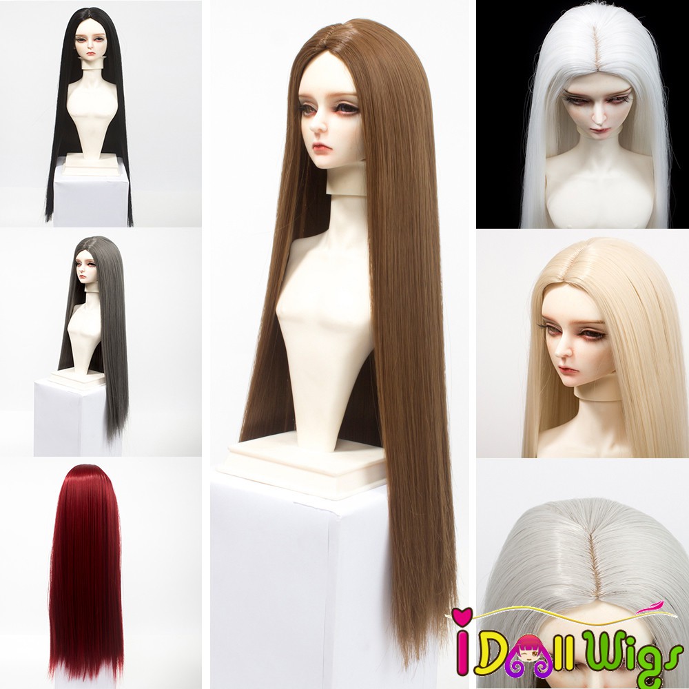 Boneka Barbie Alta calidad largo recto rojo marrón caqui blanco gris pelucas para 1/3 de 1/4 de 1/6