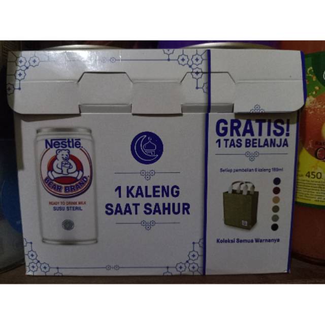 Susu Bear Brand kemasan 6x189 Ml Free Tas Belanja