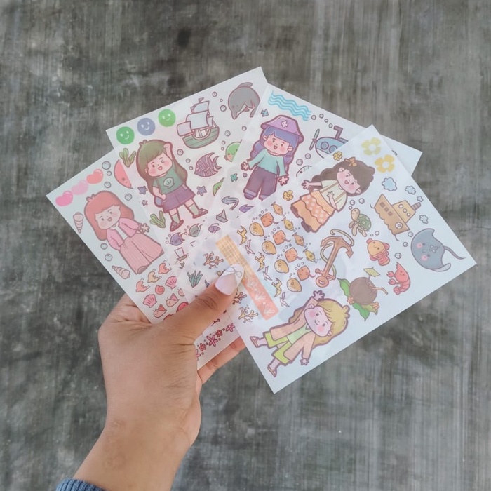 

[Canaya] Sticker Sheet Cute Cartoon Underwater Series || Sticker Kertas Pantai || bujo || Deco || Aesthetic || Journal || Dekorasi