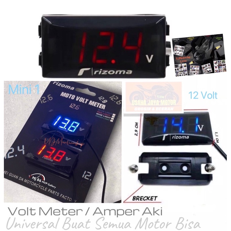 Voltmeter Amper ACCU Aki Volt Meter Original Merk RIZOMA