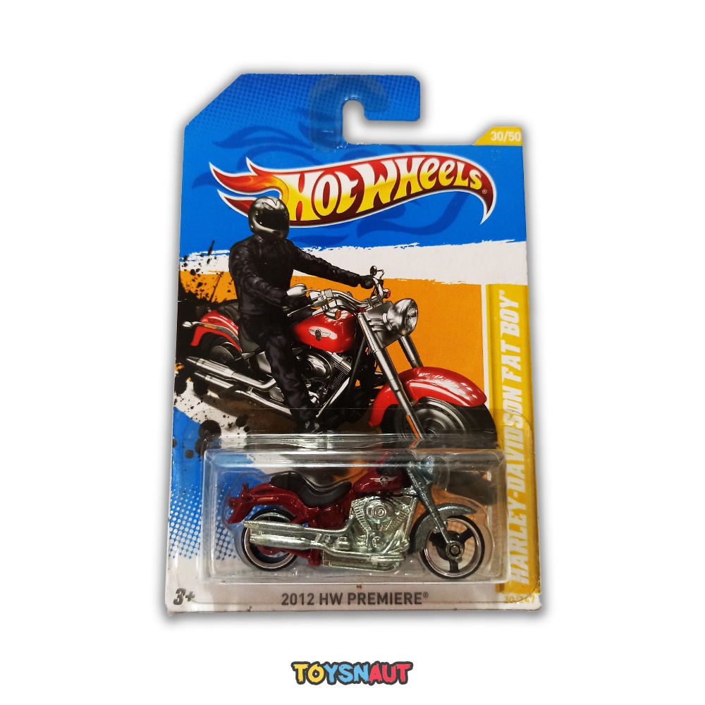 HW HotWheels Harley Davidson Fat Boy Motor Merah 2012 Diecast Motor