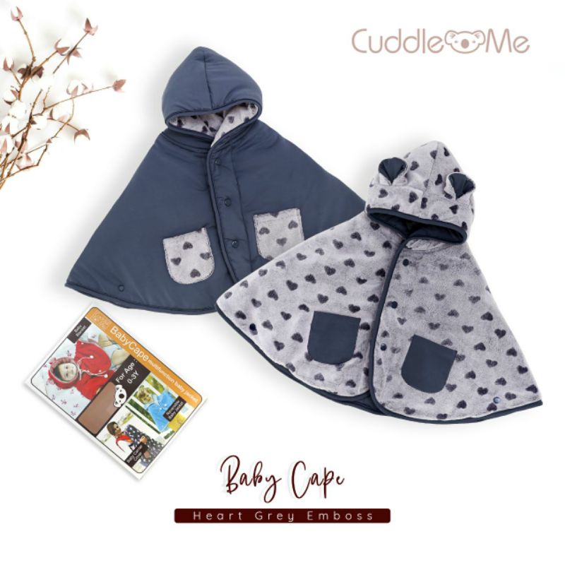 Jaket Anak CuddleMe BabyCape | Mantel Bayi Balita Cuddle Me Baby Cape | Grosir Cuddle Me BabyCape-Heart Grey Embos