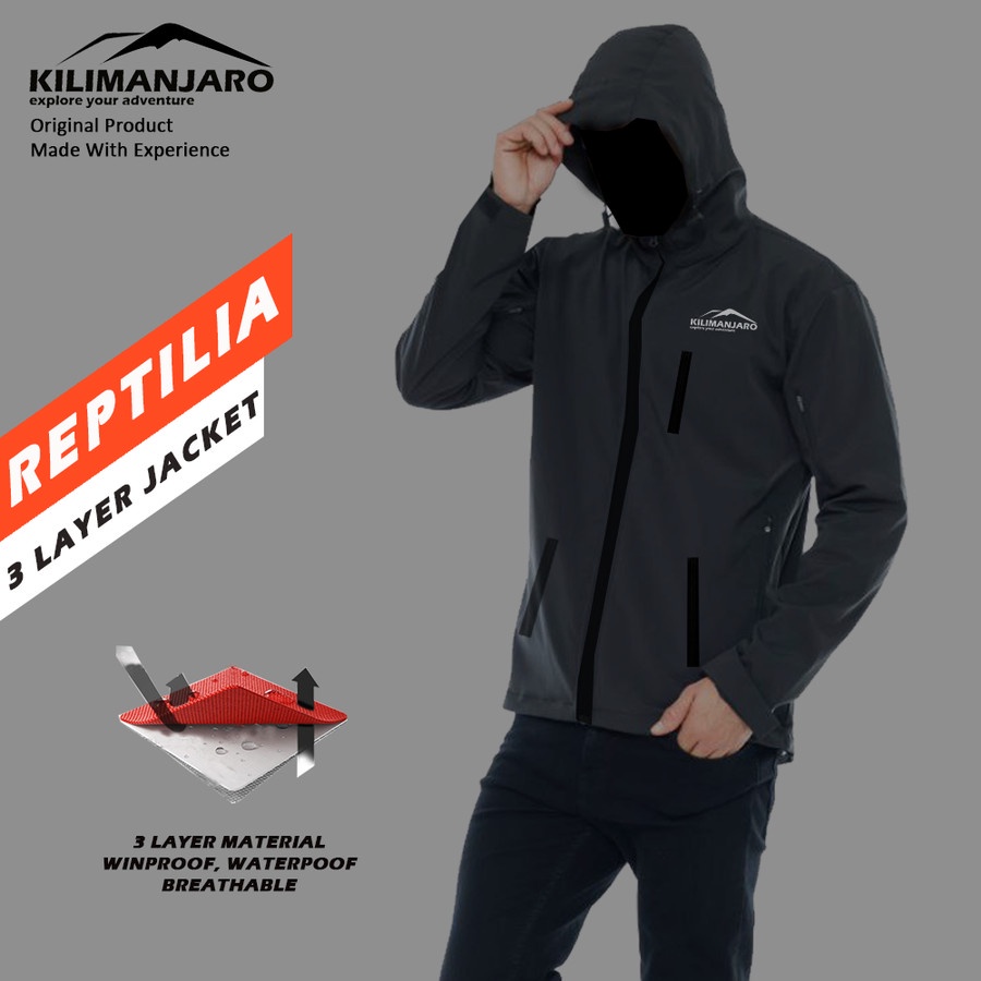 Jaket Kilimanjaro Reptilia 3 Layer Waterproof - Kilimanjaro Rain Jacket - Jaket Windproof