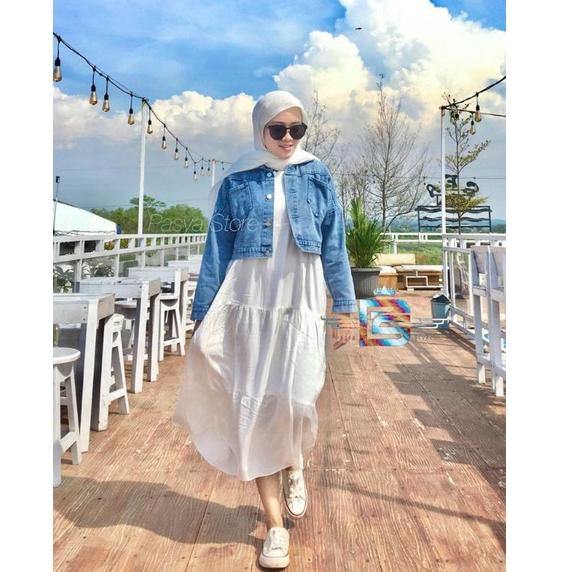 "MNE.25Au22ᴮ" Jaket Jeans Crop Pita Emblem 3D // Jaket Pita Belakang