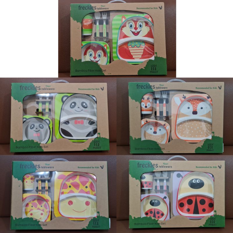 Toys Kingdom Freckles Bamboo Fiber Kids Feeding Set Tableware / Set Alat Makan Anak Serat Bambu