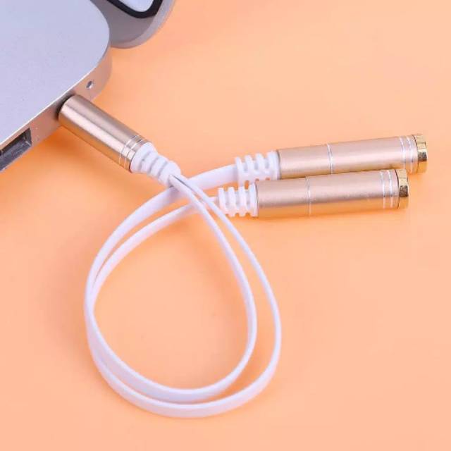 Kabel splitter audio pemisah mic dan headset metal aux to audio mic