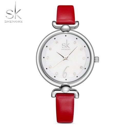 SHENGKE 0002 Jam Tangan Wanita Analog Tali Kulit WK-SBY