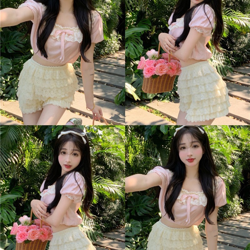 Suhao Cream Cake Celana Kasual High Waist Tipis Retro Mahasiswa Hot Pants Lurus Celana Pendek Musim Panas Wanita Kecil Gaya Baru