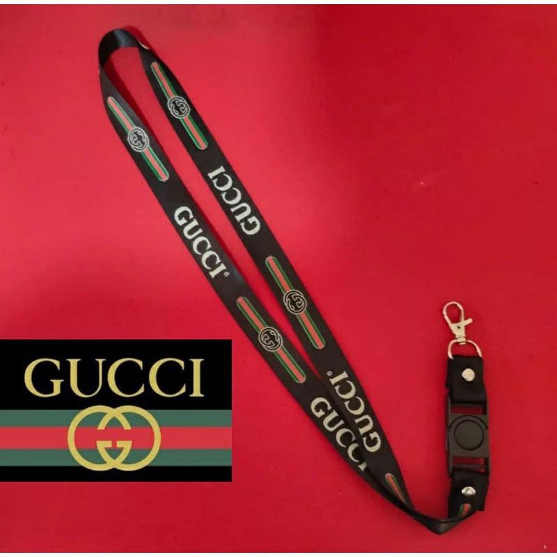 Tali lanyard GUCCI DISTRO / gantungan kunci logo tulisan GUCCI / gantungan ID CARD / gantungan leher
