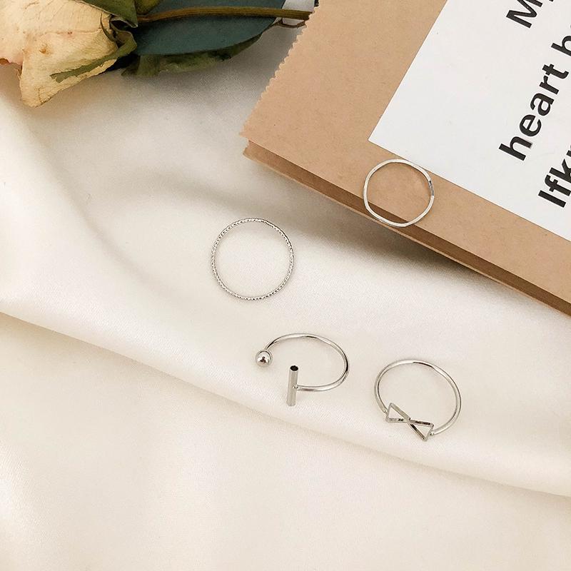 Set Cincin Model Segitiga Four Piece Gaya Korea | Shopee