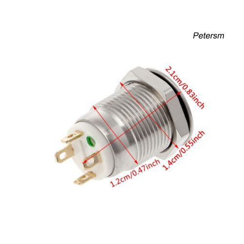 Rxx Saklar Tombol Tekan Momentary Metal 12mm Dengan Lampu Led 3a / 220v Dc Untuk Mobil / Perahu