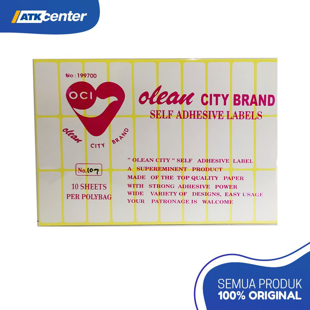 

Label Nama / Label Olean City 107 Polos (10 Lembar)
