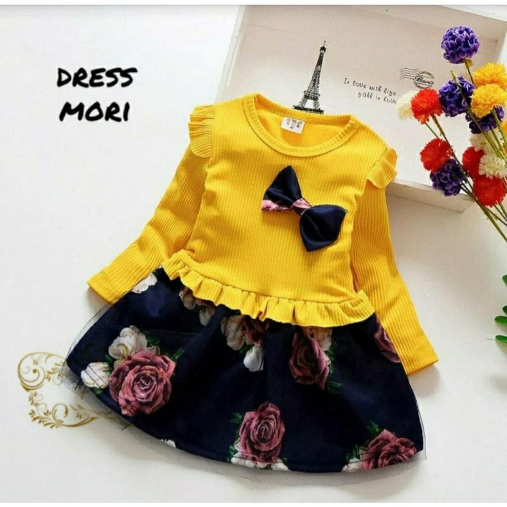 PCS DRESS MORI KID BAHAN BABYTERRY FE PAKAIAN ANAK PEREMPUAN