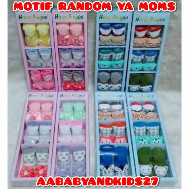 Kaos Kaki Bayi Box 3 in 1 Horee Pingo-Kaos Kaki Pingo Boneka Isi 3 Pasang