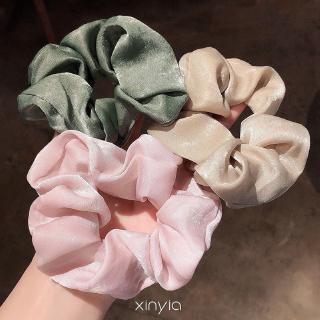  Ikat  Rambut  Elastis Bahan Satin Scrunchie Gaya Korea  Warna 