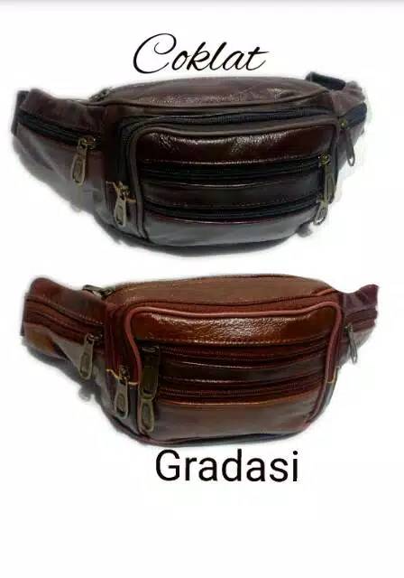 Tas waist bag  kulit asli - tas pinggang kulit impor