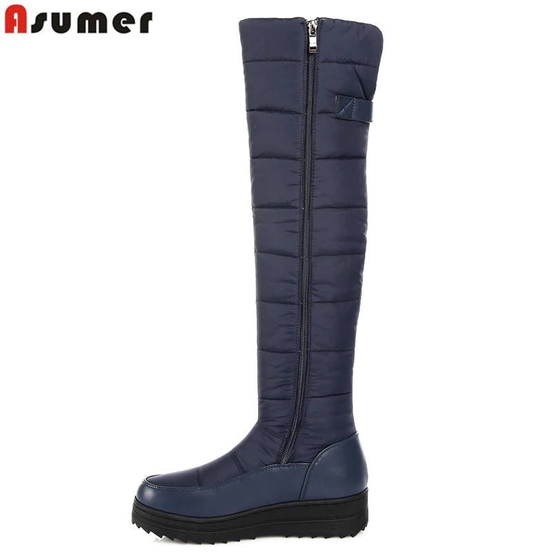 sepatu boots ASUMER 2019 new high quality down warm snow boots women platform thigh high boots