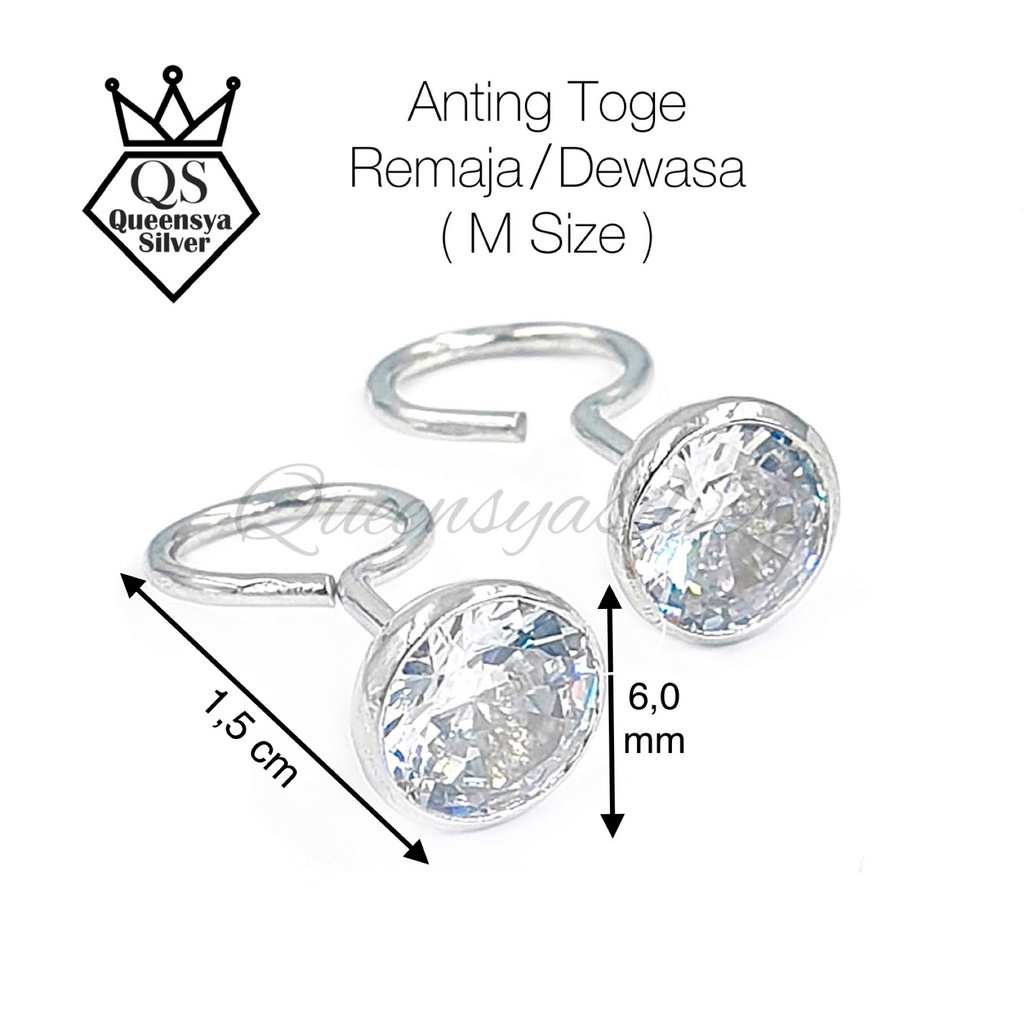 Anting Perak Toge Asli 925 Bersertifikat / Anti Karat Gatal / Bayi Remaja Dewasa Lapis Emas Putih - Queensya Silver