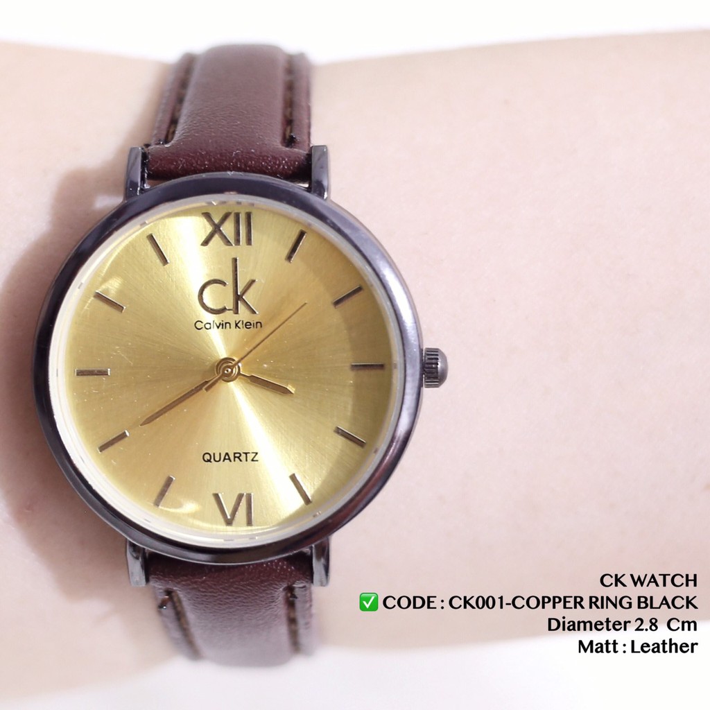 Jam tangan wanita tali kulit leather fashion cewek remaja free baterai cadangan