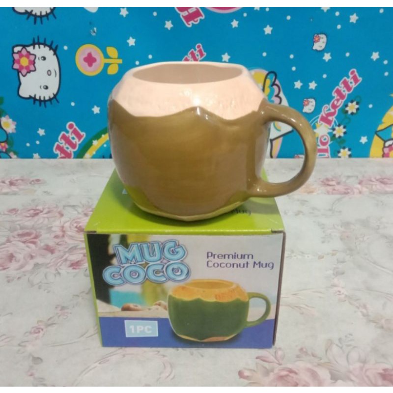 Mug gagang keramik / coconut mug
